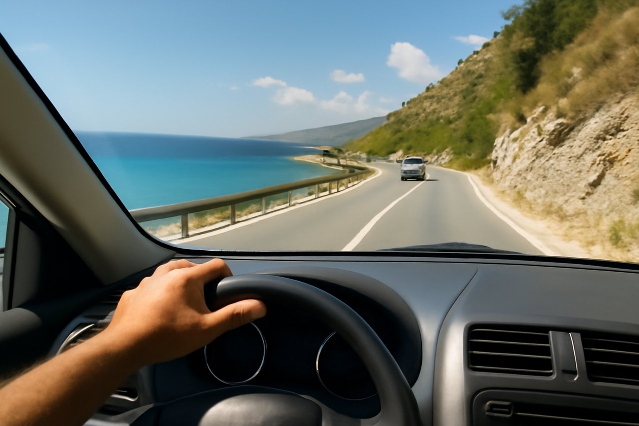 Driving on Albania's improving highway network