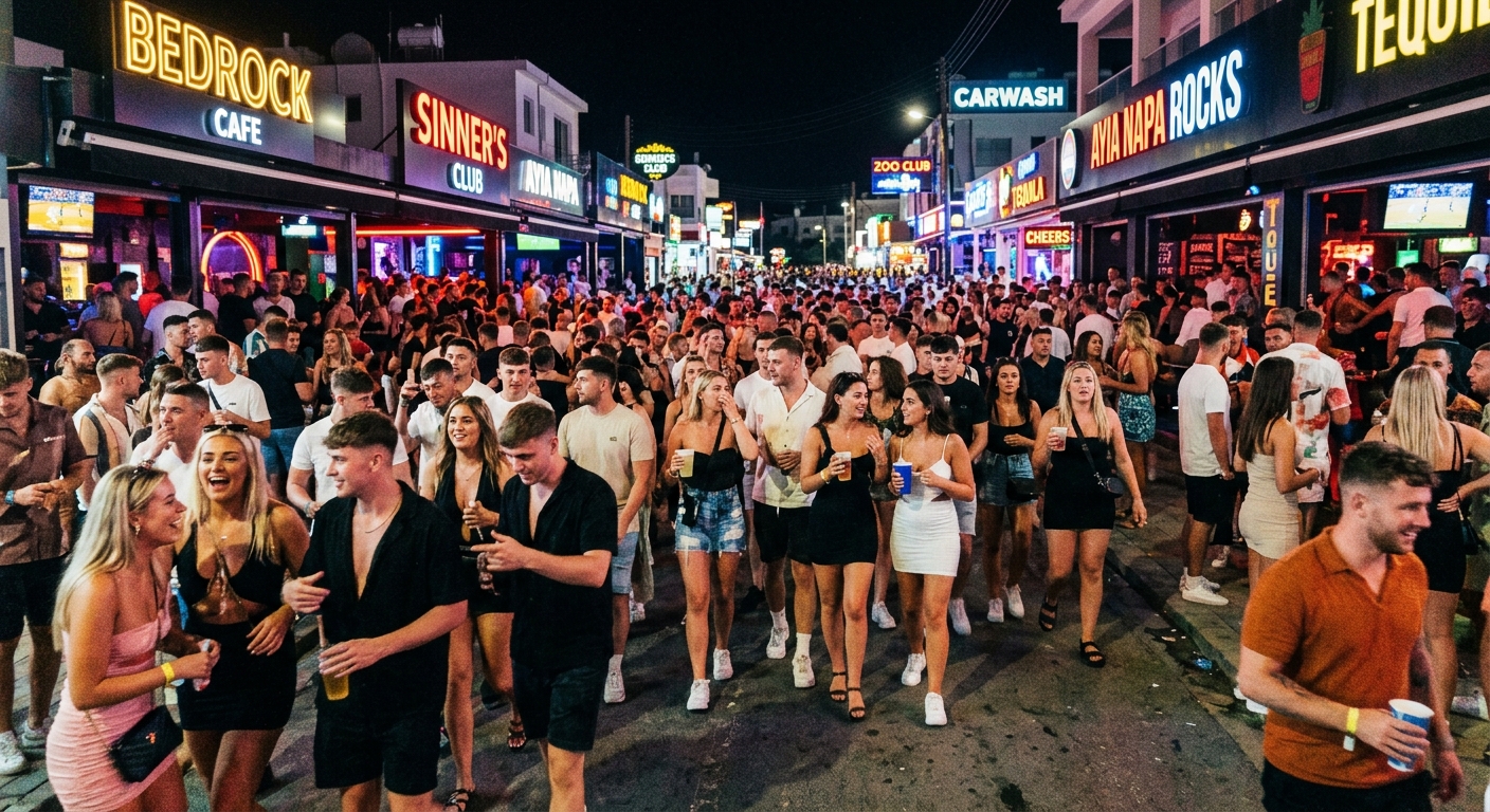 Ayia Napa nightlife square, Cyprus