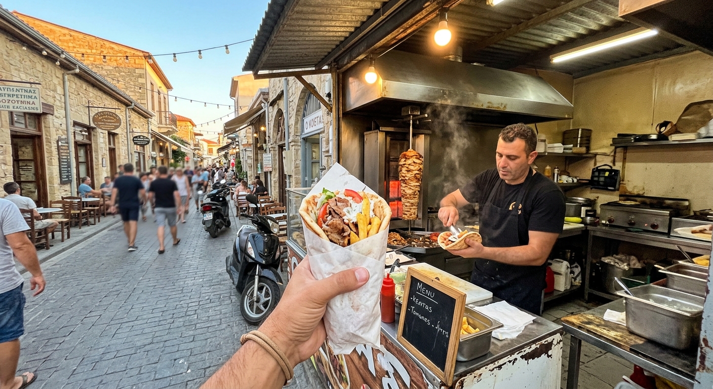 Cyprus street food gyros stand