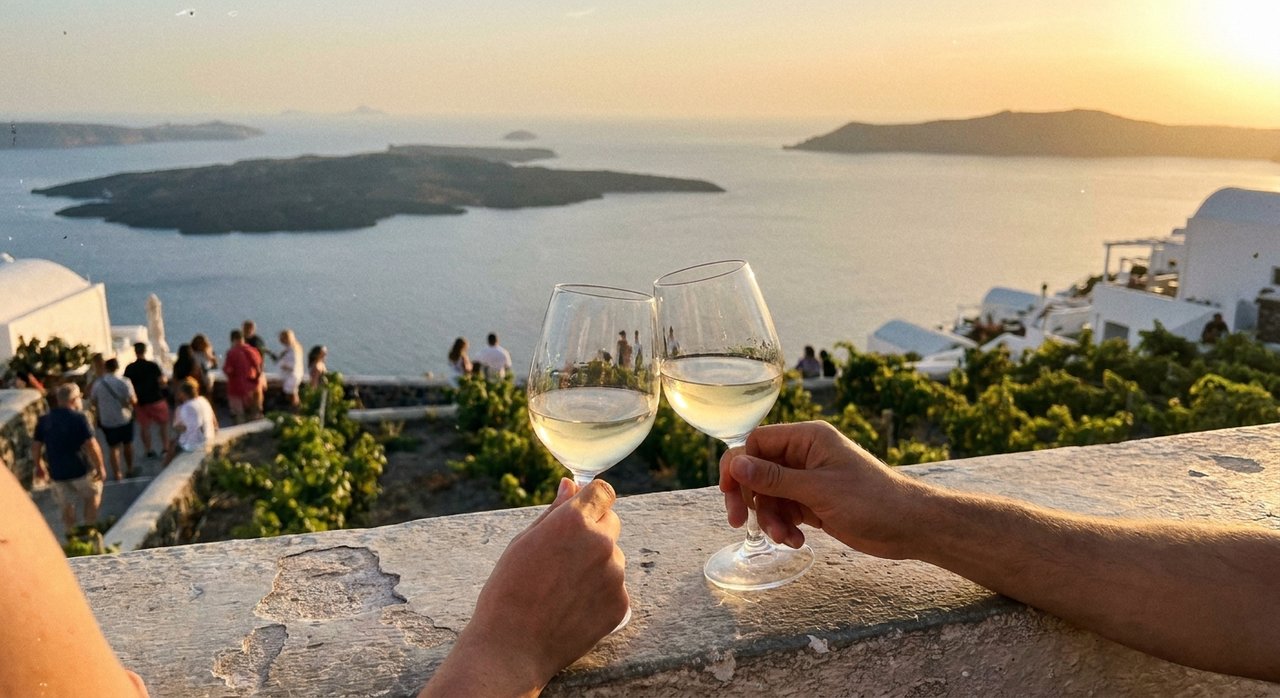 Santorini winery and vineyard