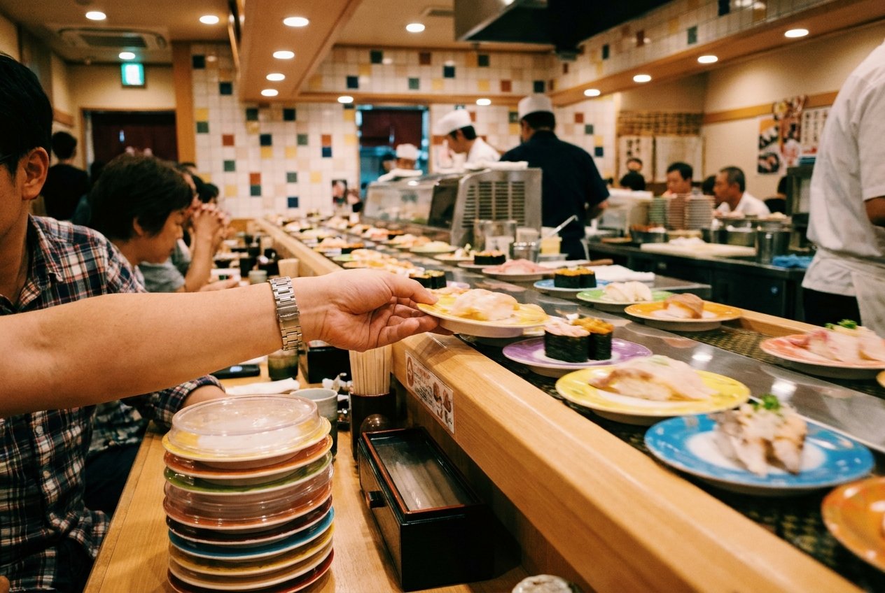 Kaiten-zushi conveyor-belt sushi restaurant
