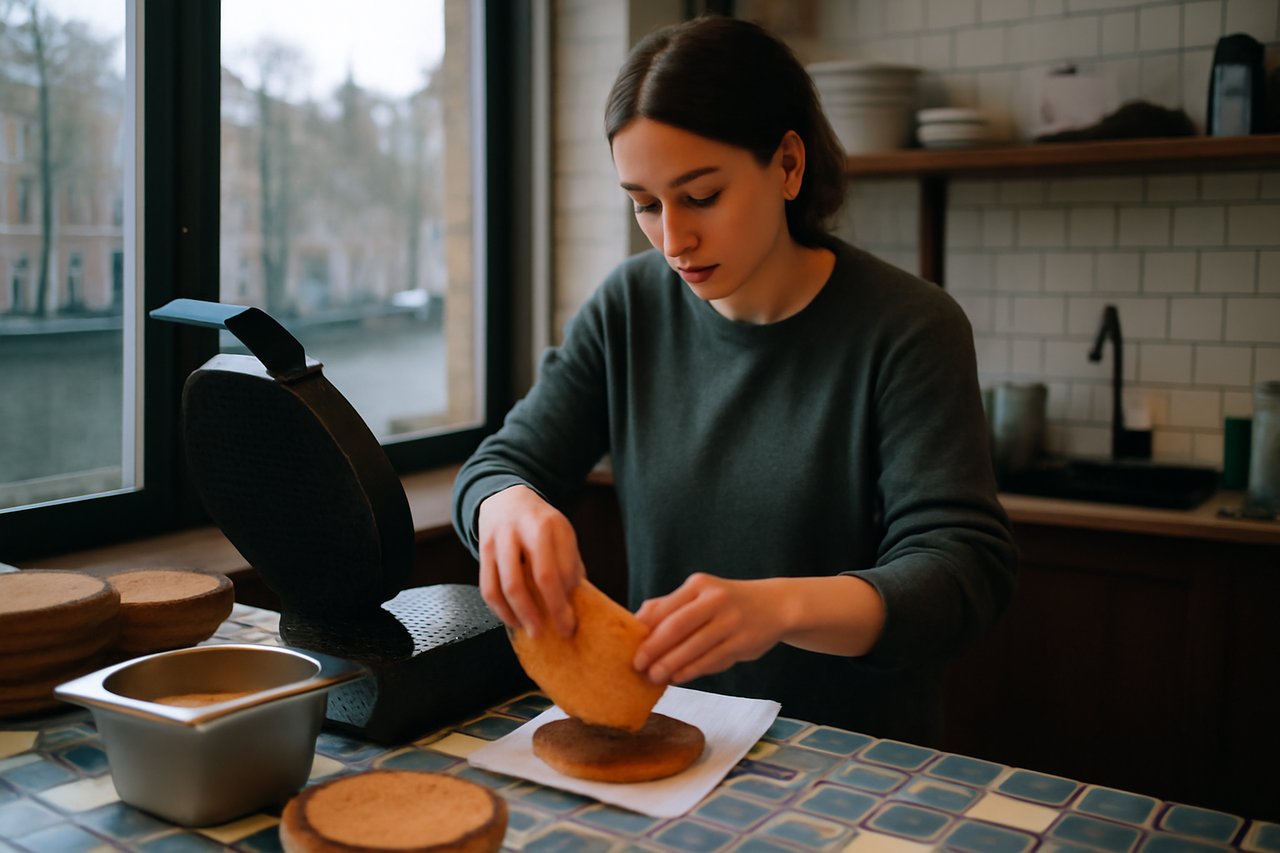 Fresh stroopwafel at a market